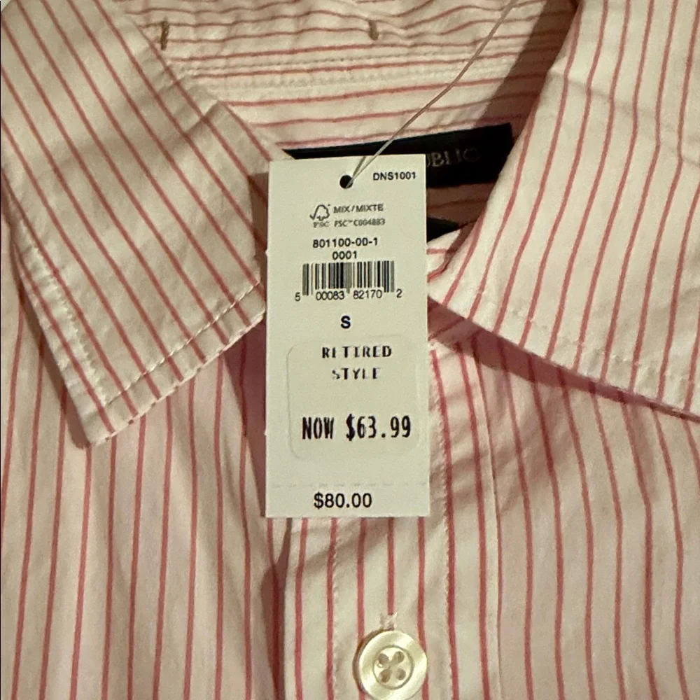 Banana Republic Men's Light Pink Striped Dress Shirt